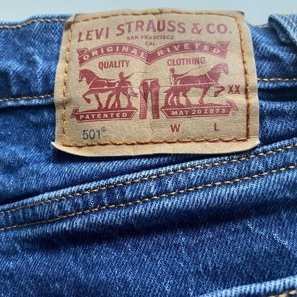 Levis 501 Jeans Size 27X32 Blue Denim Button Fly Classic Casual Western Indie - Picture 8 of 8